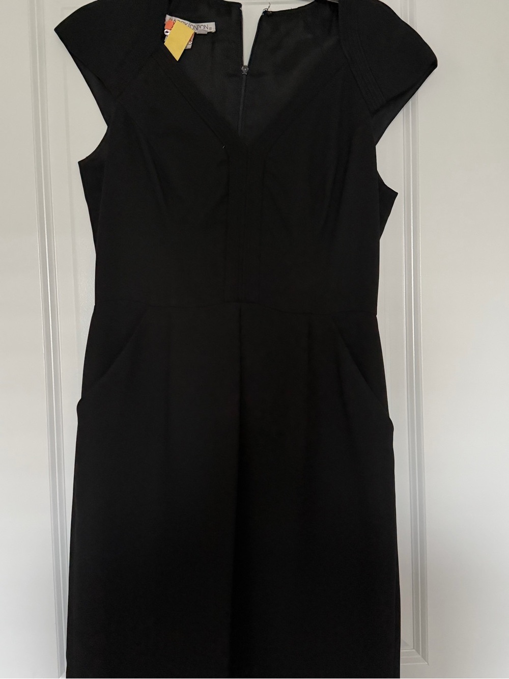 Classic Black Cap-Sleeve Sheath Dress